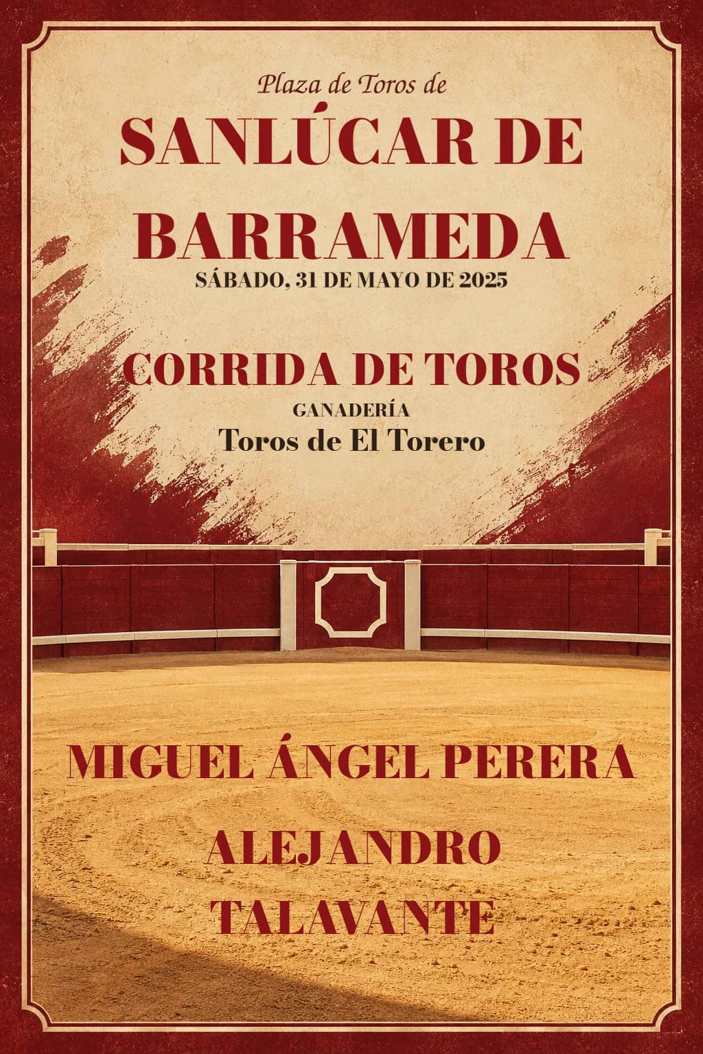 Miguel Ángel Perea, Talavante y Germán Vidal | Sanlúcar de Barrameda, Cádiz. Sanlúcar de Barrameda. 2025-05-31. Miguel Ángel Perera, Alejandro Talavante. Toros de El Torero