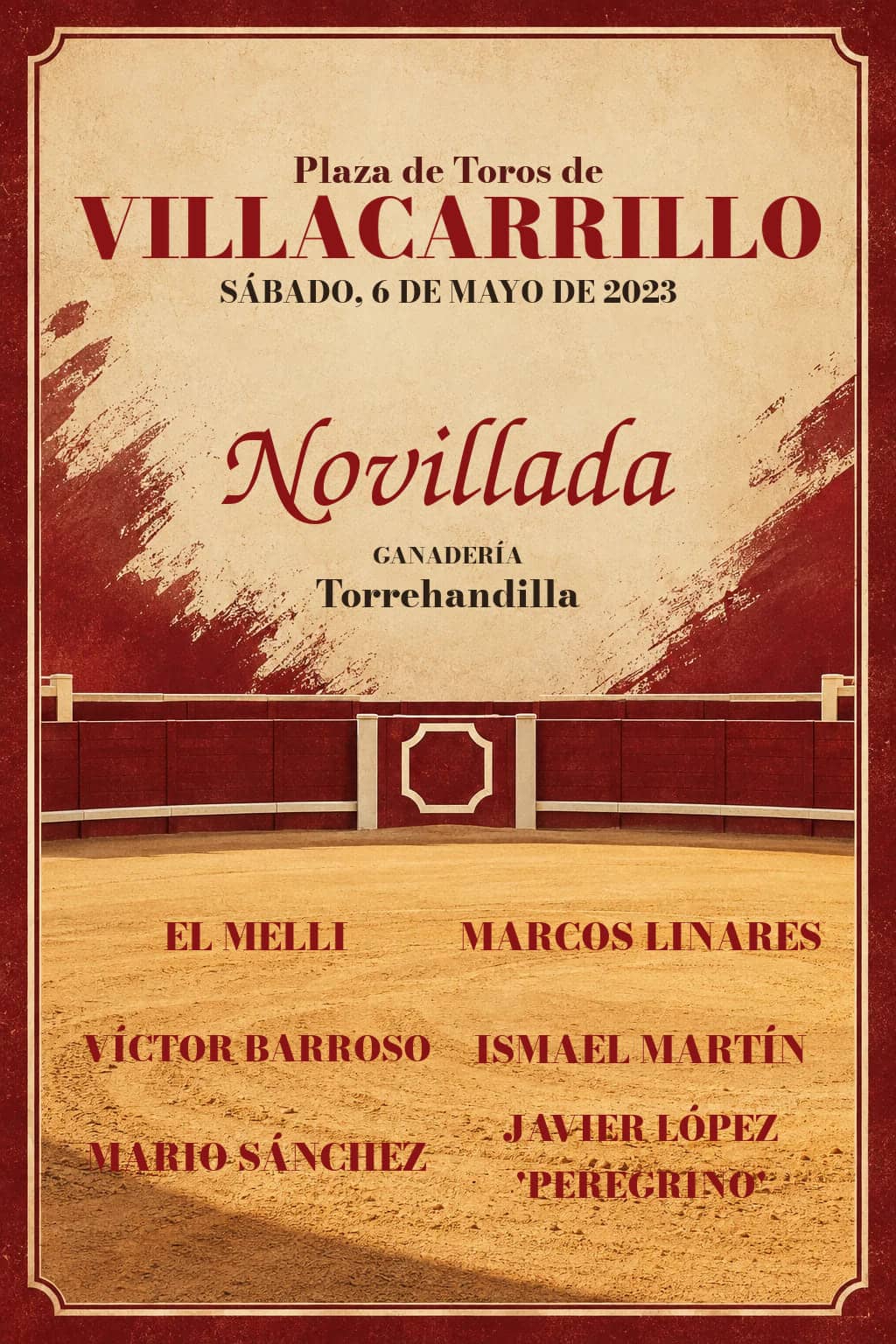 IV Circuito Novilladas 2023 | Semifinal Villacarrillo, Jaén. Villacarrillo. 2023-05-06. El Melli, Marcos Linares, Víctor Barroso, Ismael Martín, Mario Sánchez, Javier López 'Peregrino'. Torrehandilla