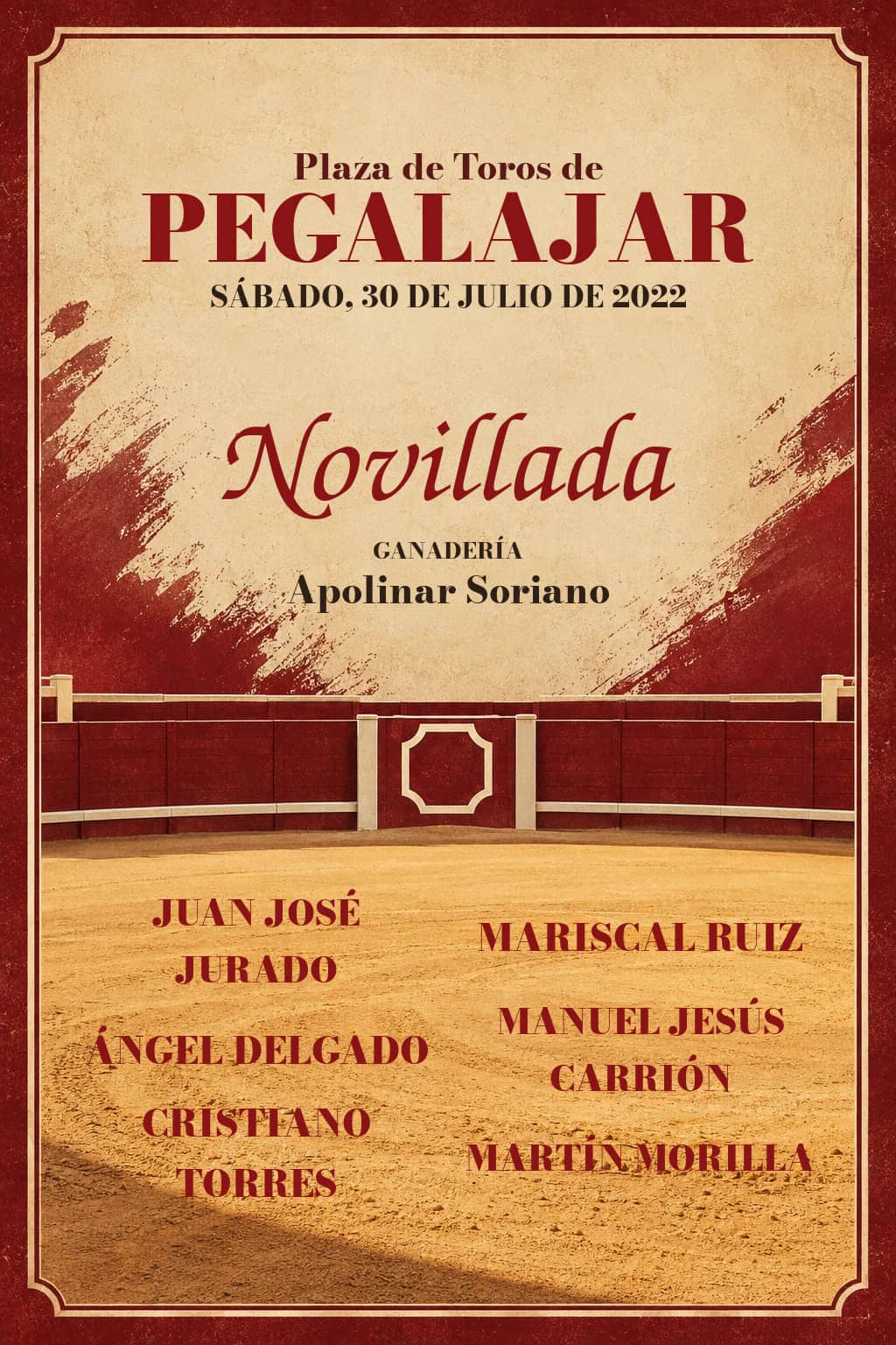 Novillada desde Pegalajar (Jaén). Pegalajar. 2022-07-30. Juan José Jurado, Mariscal Ruiz, Ángel Delgado, Manuel Jesús Carrión, Cristiano Torres, Martín Morilla. Apolinar Soriano
