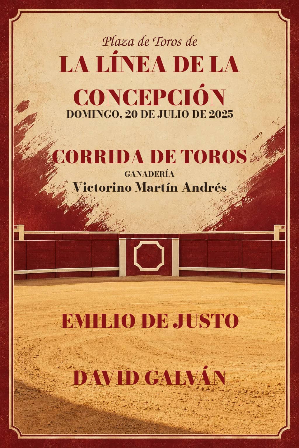 Toros | La Línea de la Concepción, Cádiz. La Línea de la Concepción. 2025-07-20. Emilio de Justo, David Galván. Victorino Martín Andrés