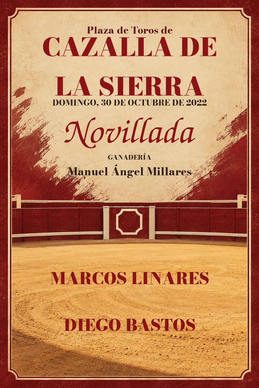 Novillada con picadores desde Cazalla de la Sierra. Cazalla de la Sierra. 2022-10-30. Marcos Linares, Diego Bastos. Manuel Ángel Millares