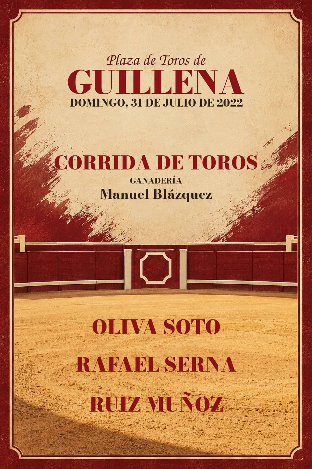 Toros | Guillena, Sevilla. Guillena. 2022-07-31. Oliva Soto, Rafael Serna, Ruiz Muñoz. Manuel Blázquez