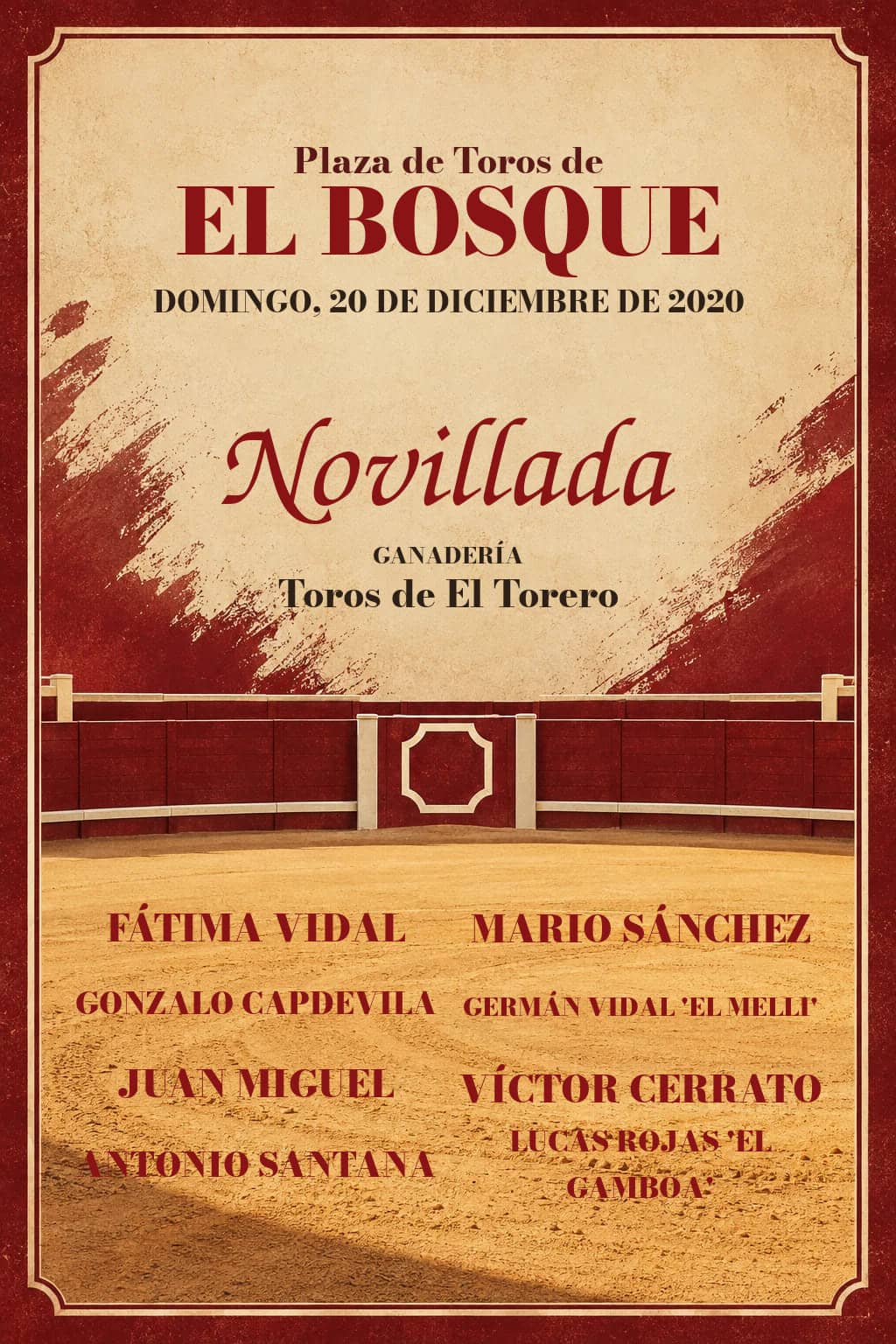 Final Escuelas Taurinas de Cádiz | El Bosque, Cádiz. El Bosque. 2020-12-20. Fátima Vidal, Mario Sánchez, Gonzalo Capdevila, Germán Vidal 'El Melli', Juan Miguel, Víctor Cerrato, Antonio Santana, Lucas Rojas 'El Gamboa'. Toros de El Torero