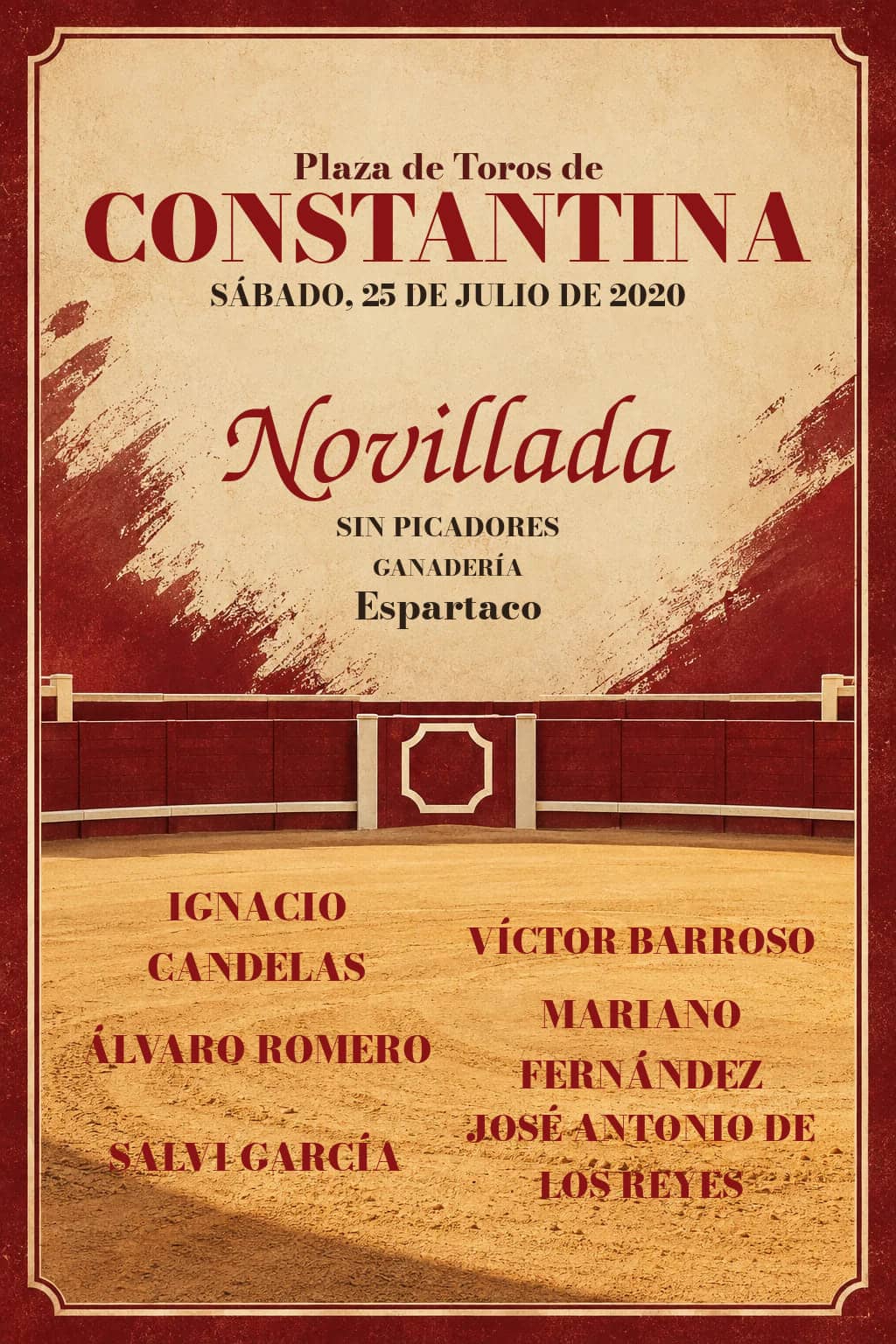 Cuarta Selección XXVI Ciclo de Novilladas Sin Picadores | Constantina, Sevilla. Constantina. 2020-07-25. Ignacio Candelas, Víctor Barroso, Álvaro Romero, Mariano Fernández, Salvi García, José Antonio de los Reyes. Espartaco