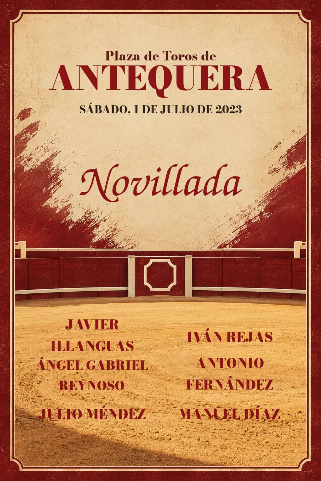 Primera Selección XXIX Ciclo de Novilladas de Escuelas Taurinas | Antequera, Málaga. Antequera. 2023-07-01. Javier Illanguas, Iván Rejas, Ángel Gabriel Reynoso, Antonio Fernández, Julio Méndez, Manuel Díaz