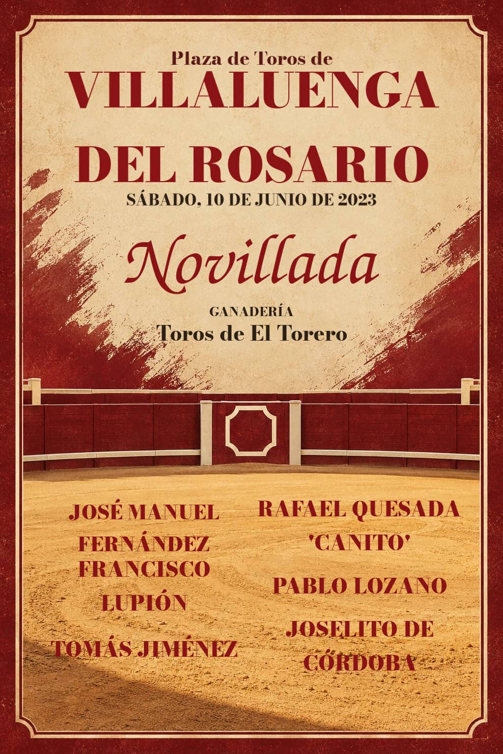 Novillada desde Villaluenga del Rosario (Cádiz). Villaluenga del Rosario. 2023-06-10. José Manuel Fernández, Rafael Quesada 'Canito', Francisco Lupión, Pablo Lozano, Tomás Jiménez, Joselito de Córdoba. Toros de El Torero