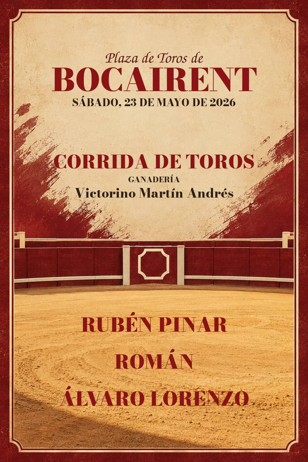 III Corrida Sorollana de Bocairent. Bocairent. 2026-05-23. Rubén Pinar, Román y Álvaro Lorenzo. Victorino Martín Andrés