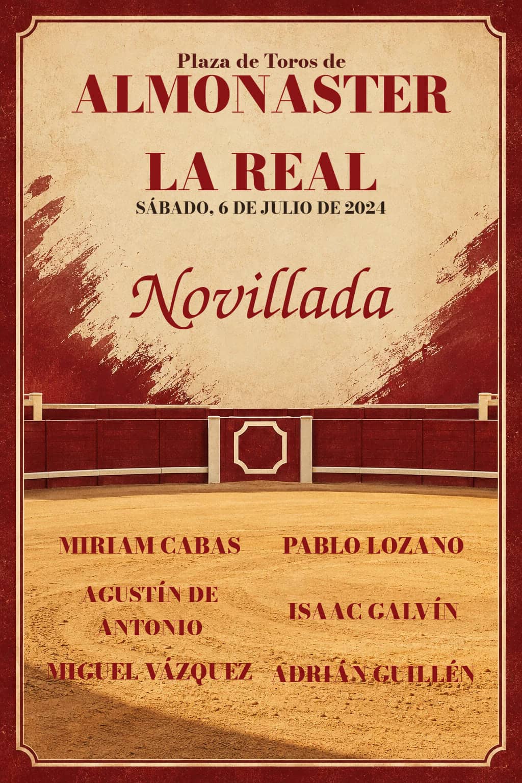 Primera Selección XXX Ciclo Novilladas Escuelas Taurinas | Almonaster la Real, Huelva. Almonaster La Real. 2024-07-06. Miriam Cabas, Pablo Lozano, Agustín de Antonio, Isaac Galvín, Miguel Vázquez, Adrián Guillén