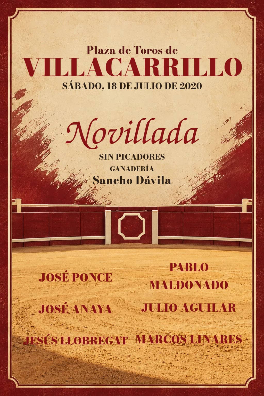 Tercera Selección XXVI Ciclo de Novilladas sin picadores | Villacarrillo, Jaén. Villacarrillo. 2020-07-18. José Ponce, Pablo Maldonado, José Anaya, Julio Aguilar, Jesús Llobregat, Marcos Linares. Sancho Dávila