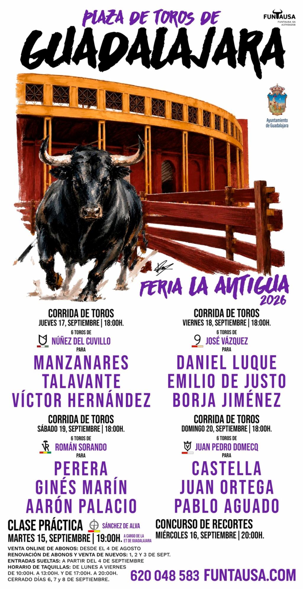 El toro y la plaza en el cartel de la Feria de la Antigua 2026.
